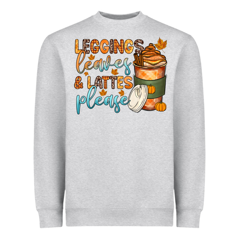 Leggins Leaves And Lattes Heavyweight Sweatshirt by Zillion Design Studio | Teevron