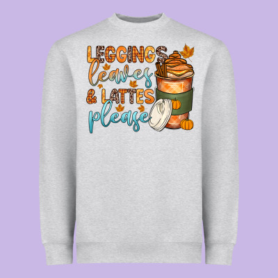 Leggins Leaves And Lattes Heavyweight Sweatshirt Designed By Zillion Design Studio