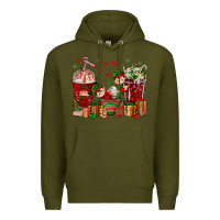 Army Green Elf Coffee Cups Christmas Premium Hoodie - BundleAndBundleShop