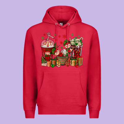 Elf Coffee Cups Christmas Premium Hoodie Designed By Bundleandbundleshop