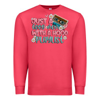 Just A Good Mom With A Hood Playlist Premium Sweatshirt | Teevron