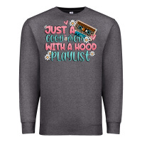 Charcoal Heather just a good mom with a hood playlist Premium Sweatshirt - MaliasSmallBusiness