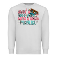 Dove Grey just a good mom with a hood playlist Premium Sweatshirt - MaliasSmallBusiness