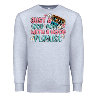 Heather Grey just a good mom with a hood playlist Premium Sweatshirt - MaliasSmallBusiness