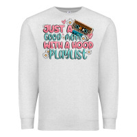 Oatmeal Heather just a good mom with a hood playlist Premium Sweatshirt - MaliasSmallBusiness