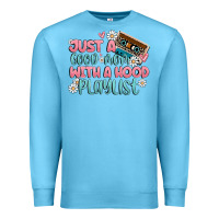 Ocean Blue just a good mom with a hood playlist Premium Sweatshirt - MaliasSmallBusiness