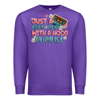 Purple just a good mom with a hood playlist Premium Sweatshirt - MaliasSmallBusiness