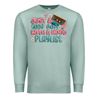 Seafoam just a good mom with a hood playlist Premium Sweatshirt - MaliasSmallBusiness