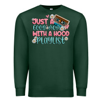 Sports Green just a good mom with a hood playlist Premium Sweatshirt - MaliasSmallBusiness