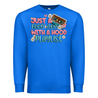 True Royal just a good mom with a hood playlist Premium Sweatshirt - MaliasSmallBusiness