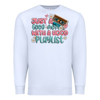 White just a good mom with a hood playlist Premium Sweatshirt - MaliasSmallBusiness
