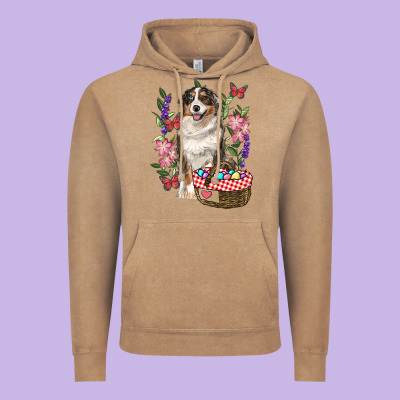 Vintage Hoodie Easter Aussie Australian Shepherd