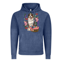 Vintage Denim Easter Aussie Australian Shepherd Vintage Hoodie - RanaPortraitStore