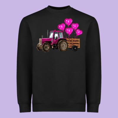 Valentine's Day Pink Tractor With Pin Heart Balloons Heavyweight Sweatshirt Designed By Ranaportraitstore