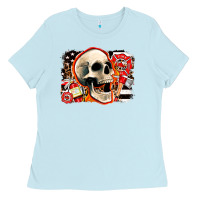 Baby Blue firefighter skull Ladies Tee - AdoDesignShop