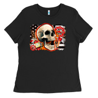 Black firefighter skull Ladies Tee - AdoDesignShop