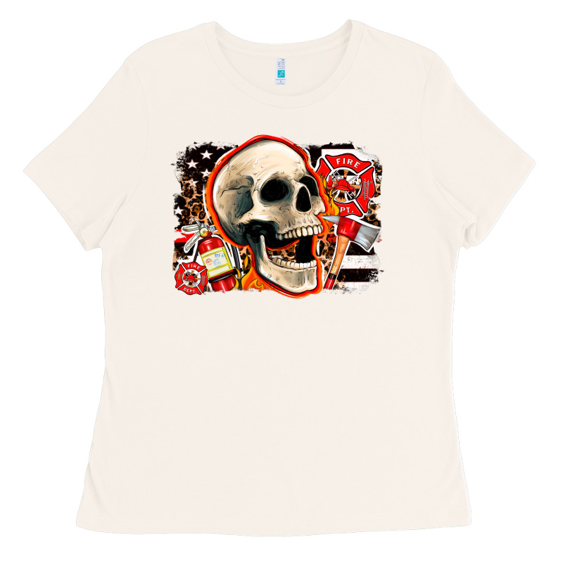 Firefighter Skull Ladies Tee by AdoDesignShop | Teevron