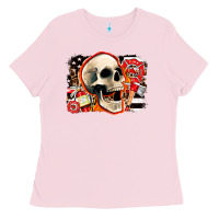 Bubblegum Pink firefighter skull Ladies Tee - AdoDesignShop