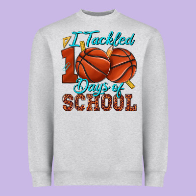 I Tackled 100days Of School Basketball Heavyweight Sweatshirt Designed By Texasbilliewilder