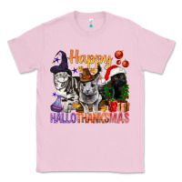 Bubblegum Pink Happy Hallothanksmas Cats Classic Tee - BundleAndBundleShop