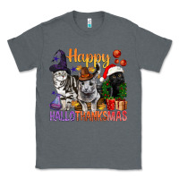Charcoal Heather Happy Hallothanksmas Cats Classic Tee - BundleAndBundleShop