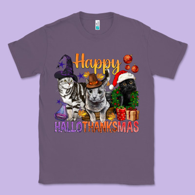 Happy Hallothanksmas Cats Classic Tee Designed By Bundleandbundleshop