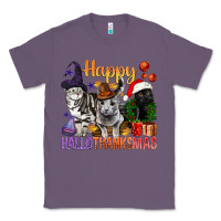 Lavender Happy Hallothanksmas Cats Classic Tee - BundleAndBundleShop