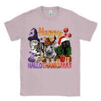 Lilac Happy Hallothanksmas Cats Classic Tee - BundleAndBundleShop