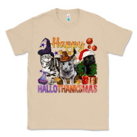 Mushroom Happy Hallothanksmas Cats Classic Tee - BundleAndBundleShop