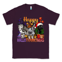 Plum Happy Hallothanksmas Cats Classic Tee - BundleAndBundleShop