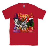 Red Happy Hallothanksmas Cats Classic Tee - BundleAndBundleShop