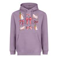 Lavender pink ribbons with rabbits Heavyweight Hoodie - MaliasSmallBusiness
