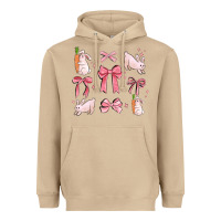 Mushroom pink ribbons with rabbits Heavyweight Hoodie - MaliasSmallBusiness