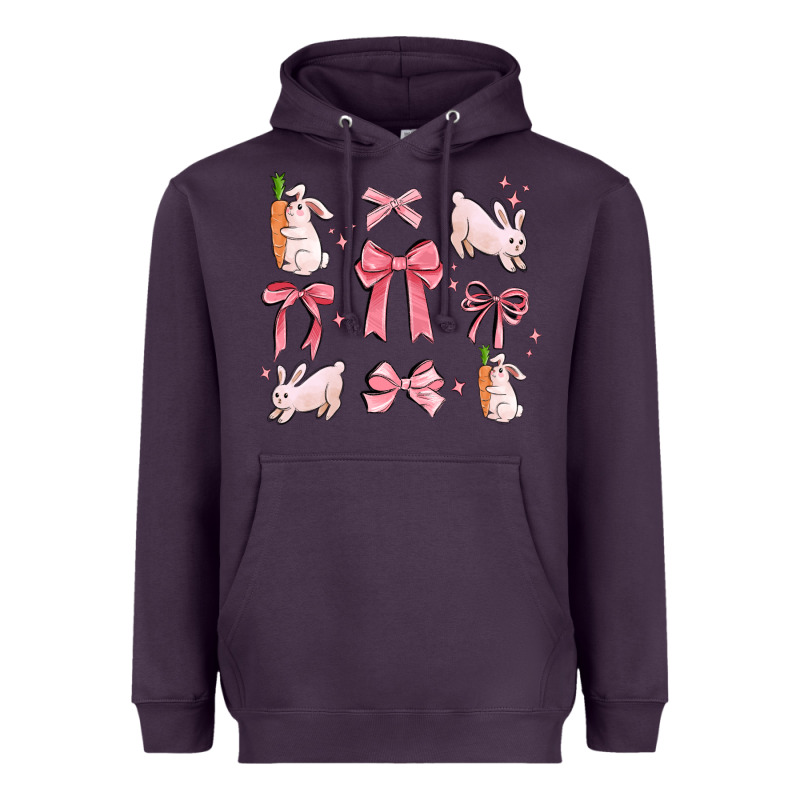 Pink Ribbons With Rabbits Heavyweight Hoodie by MaliasSmallBusiness | Teevron