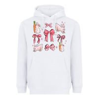 White pink ribbons with rabbits Heavyweight Hoodie - MaliasSmallBusiness