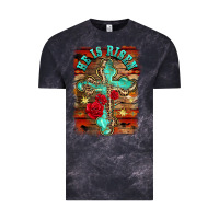 Cloud Black he is risen cross with roses background Vintage Tee - BarkalooDesign