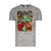 Cloud Rock he is risen cross with roses background Vintage Tee - BarkalooDesign