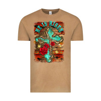 Vintage Camel he is risen cross with roses background Vintage Tee - BarkalooDesign