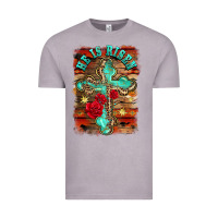Vintage Zinc he is risen cross with roses background Vintage Tee - BarkalooDesign
