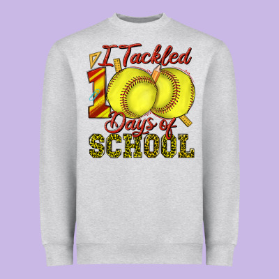 I Tackled 100days Of School Softball Heavyweight Sweatshirt Designed By Texasbilliewilder
