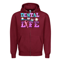 Burgundy dental life with teeth Zipper Hoodie - AdoDesignShop