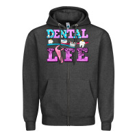 Charcoal Heather dental life with teeth Zipper Hoodie - AdoDesignShop
