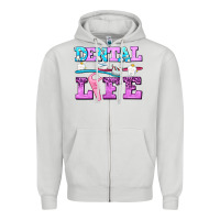 Dove Grey dental life with teeth Zipper Hoodie - AdoDesignShop