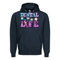 Navy dental life with teeth Zipper Hoodie - AdoDesignShop