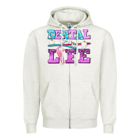 Oatmeal Heather dental life with teeth Zipper Hoodie - AdoDesignShop