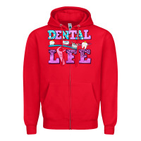 Red dental life with teeth Zipper Hoodie - AdoDesignShop