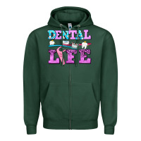 Sports Green dental life with teeth Zipper Hoodie - AdoDesignShop