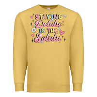Antique Gold staying delulu is the solulu Premium Sweatshirt - MaliasSmallBusiness