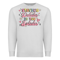 Dove Grey staying delulu is the solulu Premium Sweatshirt - MaliasSmallBusiness