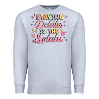 Heather Grey staying delulu is the solulu Premium Sweatshirt - MaliasSmallBusiness